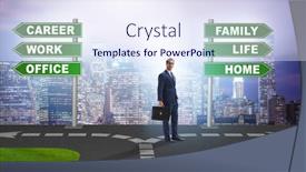  Presentation with work life balance - Cool new PPT layouts with work life or home balance business concept backdrop and a sky blue colored foreground