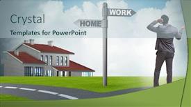  Presentation with work life balance - Presentation theme consisting of work life or home balance business concept background and a light blue colored foreground