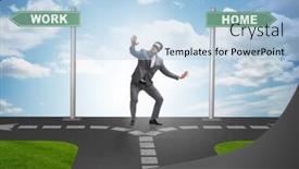  Presentation with work life balance - Colorful presentation enhanced with work life or home balance business concept backdrop and a light blue colored foreground