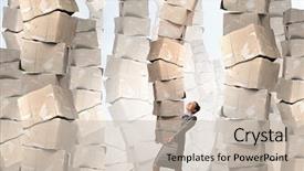  Presentation with boxing woman and a tawny - Colorful PPT theme enhanced with work load - woman carrying carton boxes backdrop and a soft green colored foreground