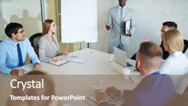  Presentation with data meeting - Beautiful PPT theme featuring work meeting in modern board backdrop and a coral colored foreground