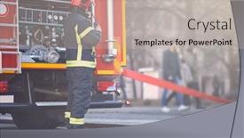  Presentation with fire truck - Slides with work-of-firefighters-firefighter background and a soft green colored foreground