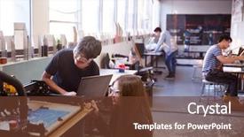  Presentation with college students - Colorful presentation design enhanced with work on computer controlled rig backdrop and a tawny brown colored foreground
