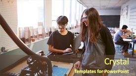  Presentation with college students - Slides having work on computer controlled rig background and a tawny brown colored foreground