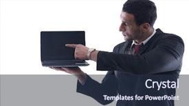  Presentation with work - Colorful presentation theme enhanced with comutication - smiling business man hold backdrop and a tawny brown colored foreground