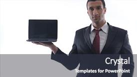  Presentation with work life balance scales business - Audience pleasing presentation design consisting of comutication - smiling business man hold backdrop and a tawny brown colored foreground