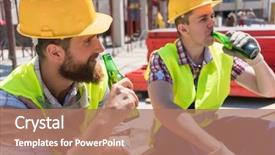  Presentation with cold beer - Presentation design consisting of work on the construction background and a coral colored foreground