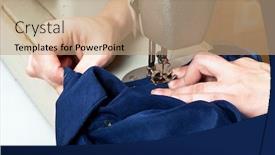  Presentation with sewing machine - Slides having work-on-the-sewing-machine background and a coral colored foreground