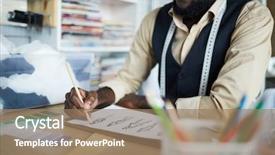  Presentation with creation - Slide deck having work over seasonal collection creation background and a coral colored foreground