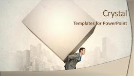 Presentation with cube - PPT layouts enhanced with work overload - image of businessman carrying big background and a lemonade colored foreground