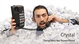  Presentation with crumpled paper various balls - PPT theme with work overload - man with lots of crumpled background and a light gray colored foreground