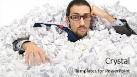  Presentation with waste - Slides enhanced with work overload - man with lots of waste background and a  colored foreground