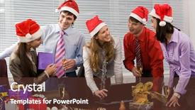  Presentation with friendly - Presentation theme having work party - portrait of friendly business team background and a  colored foreground