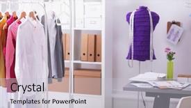  Presentation with sew - Audience pleasing presentation theme consisting of work place with sew manikins backdrop and a  colored foreground