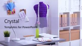  Presentation with sew - Presentation consisting of work place with sew manikins background and a  colored foreground