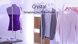  Presentation with sew - Slide set enhanced with work place with sew manikins background and a  colored foreground