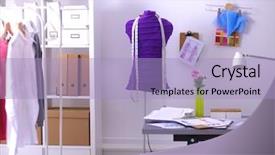  Presentation with sew - Colorful presentation enhanced with work place with sew manikins backdrop and a  colored foreground