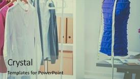  Presentation with sew - PPT theme consisting of work place with sew manikins background and a mint green colored foreground