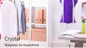  Presentation with sew - Slide deck having work place with sew manikins background and a lemonade colored foreground