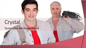  Presentation with apprentice - Colorful presentation theme enhanced with co teaching - apprentice standing near his boss backdrop and a lemonade colored foreground