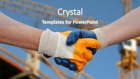  Presentation with work - PPT theme with man work site - constructional agreement background and a teal colored foreground
