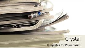  Presentation with magazines - Colorful slides enhanced with work portfolio - magazines on white background backdrop and a  colored foreground