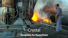  Presentation with steel plant - Presentation theme enhanced with work-process-in-metallurgical background and a tawny brown colored foreground