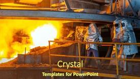  Presentation with steel plant - Presentation theme consisting of work-process-in-metallurgical background and a tawny brown colored foreground