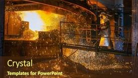  Presentation with steel plant - Beautiful PPT theme featuring work-process-in-metallurgical backdrop and a tawny brown colored foreground