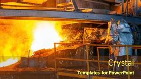 Presentation with steel plant - Colorful presentation design enhanced with work-process-in-metallurgical backdrop and a tawny brown colored foreground