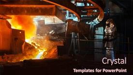  Presentation with metallurgical - PPT theme having work-process-in-metallurgical background and a wine colored foreground