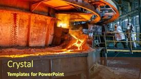  Presentation with steel plant - Audience pleasing slide set consisting of work-process-in-metallurgical backdrop and a tawny brown colored foreground