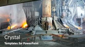  Presentation with metallurgical - Presentation design featuring work-process-in-metallurgical background and a dark gray colored foreground