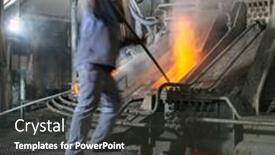  Presentation with metallurgical - Cool new PPT theme with work-process-in-metallurgical backdrop and a dark gray colored foreground