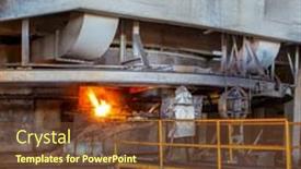  Presentation with steel plant - Amazing presentation design having work-process-in-metallurgical backdrop and a tawny brown colored foreground