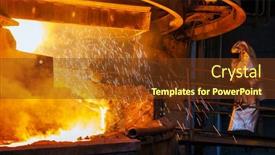  Presentation with steel plant - Presentation theme consisting of work-process-in-metallurgical background and a tawny brown colored foreground