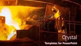  Presentation with steel plant - Beautiful slide set featuring work-process-in-metallurgical backdrop and a wine colored foreground