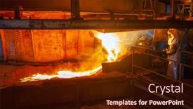  Presentation with steel plant - Presentation design with work-process-in-metallurgical background and a wine colored foreground