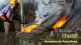  Presentation with steel plant - Colorful presentation design enhanced with work-process-in-metallurgical backdrop and a tawny brown colored foreground