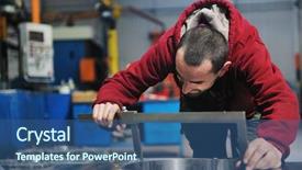  Presentation with computer engineering - Slides having work production - engineering people manufacturing industry background and a  colored foreground