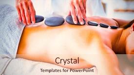  Presentation with giving - Theme consisting of work retreat - masseur giving hot stone massage background and a lemonade colored foreground