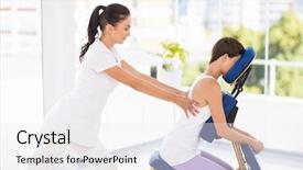  Presentation with masseur doing massage spa - Amazing PPT layouts having work retreat - woman being massaged on chair backdrop and a white colored foreground