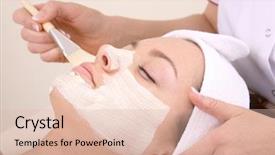  Presentation with retreat - Colorful presentation enhanced with work retreat - woman getting a facial backdrop and a  colored foreground