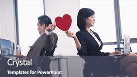  Presentation with work heart - Beautiful theme featuring work romance between two business backdrop and a dark gray colored foreground