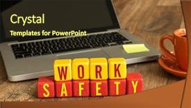 Presentation with work safety - Audience pleasing PPT theme consisting of work safety written backdrop and a tawny brown colored foreground