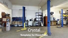  Presentation with repair shop - Audience pleasing presentation theme consisting of work shop - image of a car repair backdrop and a gray colored foreground