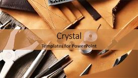  Presentation with leather - Presentation theme featuring work shop - leather crafting tools still life background and a gold colored foreground