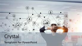  Presentation with relaxing - Colorful PPT layouts enhanced with work smart - businessman relaxing in his office backdrop and a light gray colored foreground