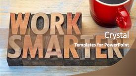  Presentation with color blocks - PPT theme featuring work smarter advice - words background and a coral colored foreground