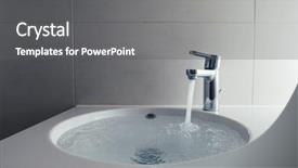  Presentation with water faucet - Cool new presentation theme with work stream - faucet with flowing water backdrop and a dark gray colored foreground